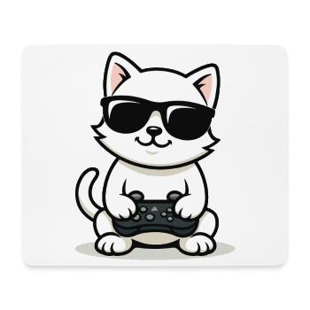 Gamer Cat Coolness - Mouse Pad (horizontal) - white - Front