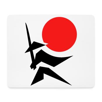 Abstraktes Bild mit Samurai Rot Schwarz - Mousepad (Querformat) - Weiß - Vorne