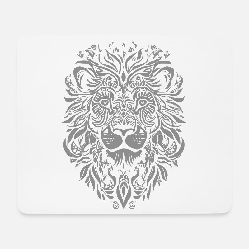 Löwe Mandala Gesicht Löwenkopf Floral - Mousepad (Querformat) - Weiß