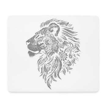 Veredelter Löwenkopf mit floraler Verzierung - Mousepad (Querformat) - Weiß - Vorne