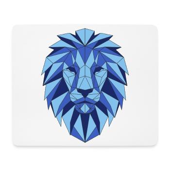 Geometric lion head in shades of blue - Mouse Pad (horizontal) - white - Front