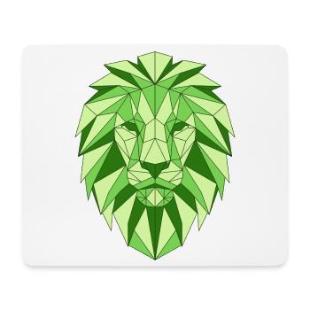 Tête de lion géométrique en vert - Tapis de souris (format paysage) - blanc - Devant