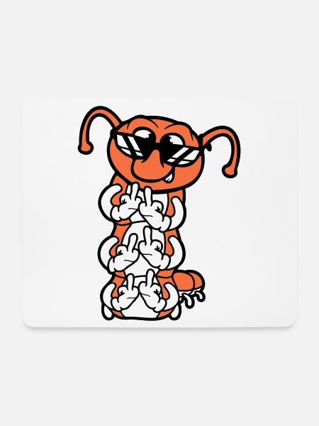 Raupe Mittelfinger Beleidigung Sonnenbrille Cool - Mousepad (Querformat) - Weiß
