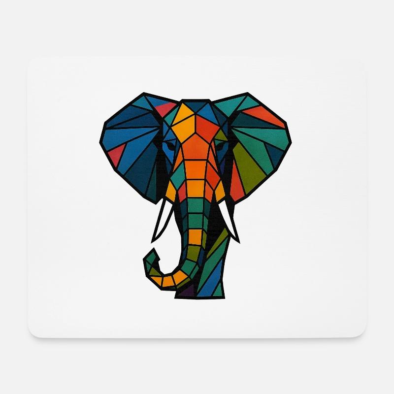 Geometrischer Elefanten Druck - Mousepad (Querformat) - Weiß