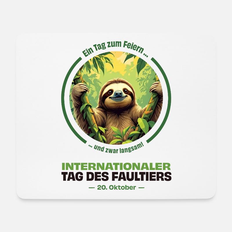 20. Oktober – Internationaler Tag des Faultiers - Mousepad (Querformat) - Weiß