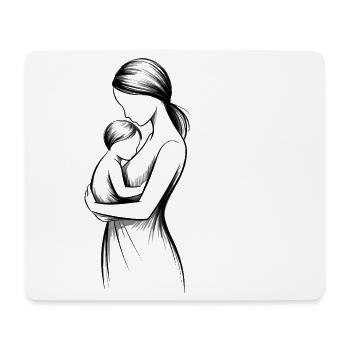 Silhouette mère-enfant en noir et blanc - Tapis de souris (format paysage) - blanc - Devant