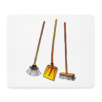Leaf rake, shovel and broom - Mouse Pad (horizontal) - white - Front
