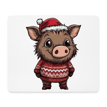 Pig Christmas Wild Boar - Mouse Pad (horizontal) - white - Front