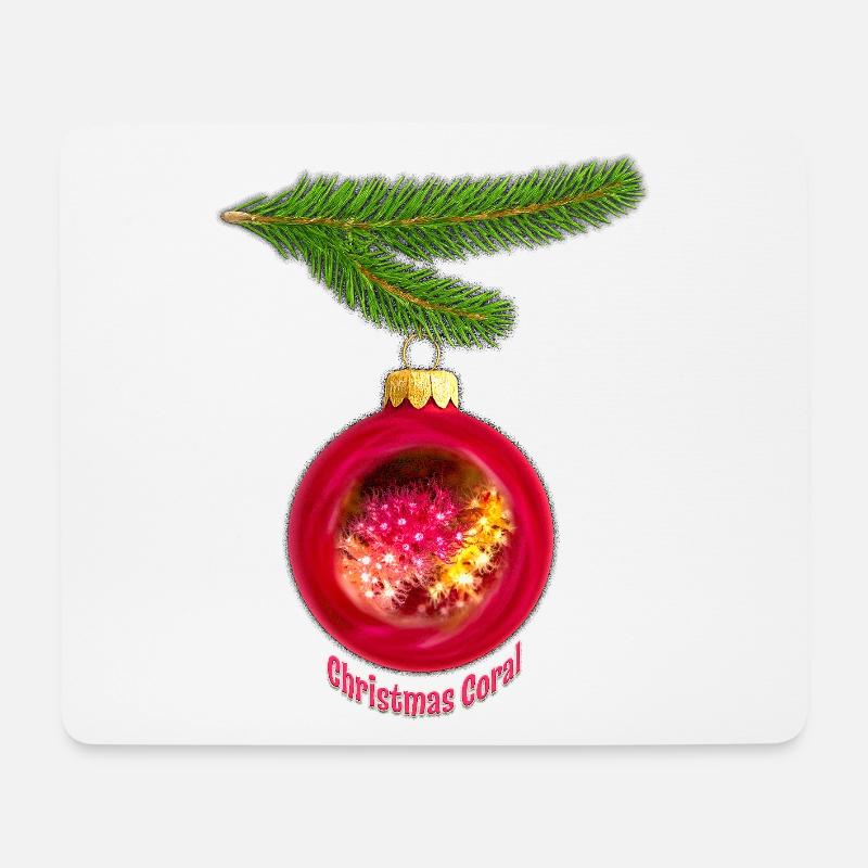 Korallenzauber am Tannenzweig - Mousepad (Querformat) - Weiß