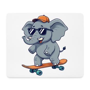 Funny Elephnat Skating on Skateboard Cartoon Skate - Mouse Pad (horizontal) - white - Front