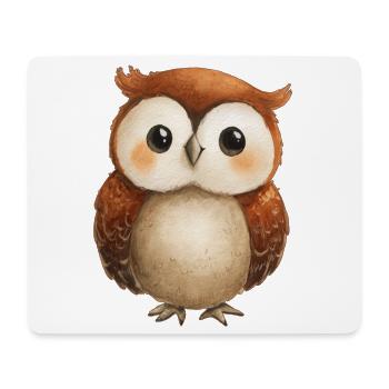 Cute Owl Drawing – Adorable Child Illustration - Mouse Pad (horizontal) - white - Front