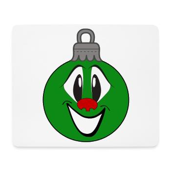 Grüne Weihnachtsbaumkugel mit Lächeln - Mousepad (Querformat) - Weiß - Vorne