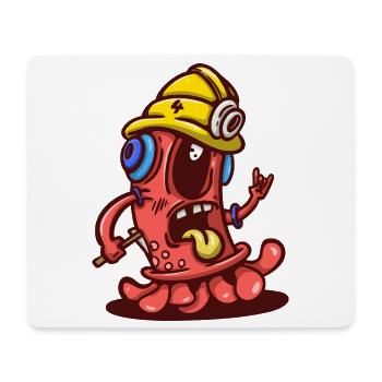 Arbeitermonster mit gelbem Helm - Mousepad (Querformat) - Weiß - Vorne