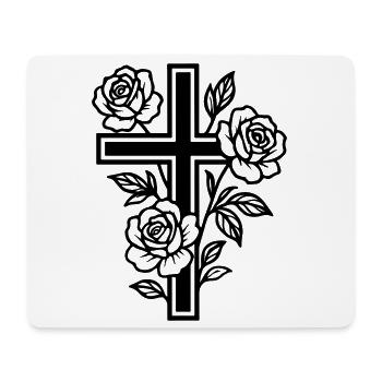 Cross Symbol Flowers - Mouse Pad (horizontal) - white - Front