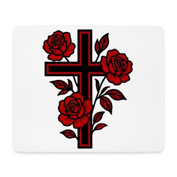Cross Symbol Flowers - Mouse Pad (horizontal) - white - Front