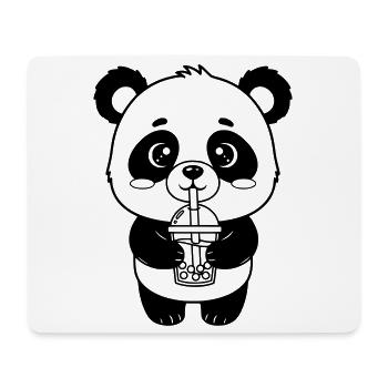 Panda mit Trinkbecher - Mousepad (Querformat) - Weiß - Vorne