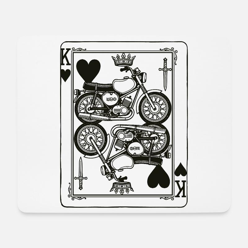 Herz König Motorrad - Biker Spielkarte Geschenk - Mousepad (Querformat) - Weiß