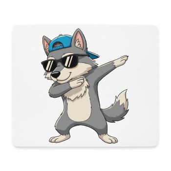 Cool Dabbing Wolf Sonnenbrille Cartoon-Kunst - Mousepad (Querformat) - Weiß - Vorne