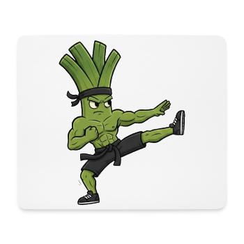 Karate Kick Leek Onion Celery Martial Arts Kuns - Mouse Pad (horizontal) - white - Front