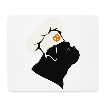Chien Baker Minimaliste avec Chapeau - Tapis de souris (format paysage) - blanc - Devant