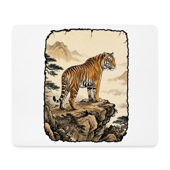 Tiger Asiatisch Wald - Mousepad (Querformat) - Weiß - Vorne
