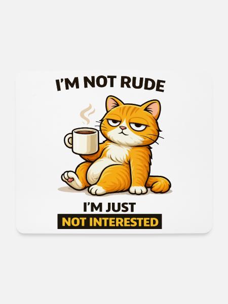 Mürrische Katzenkaffee-Einstellung - Mousepad (Querformat) - Weiß