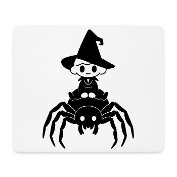 Cute Witch Rides Spider Halloween Motif - Mouse Pad (horizontal) - white - Front