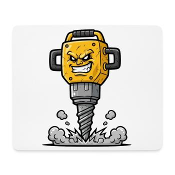 Angry Drill Cartoon with Explosion - Mouse Pad (horizontal) - white - Front