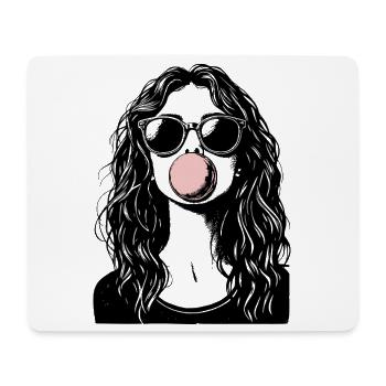 Cool Girl Blowing Bubblegum - Mouse Pad (horizontal) - white - Front