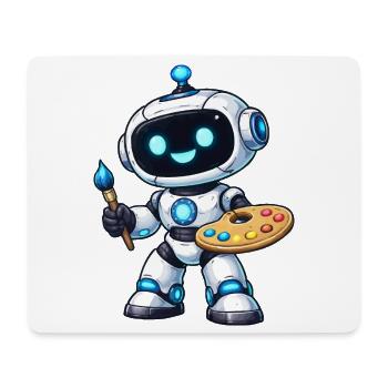 Robot de peinture artistique avec palette - Tapis de souris (format paysage) - blanc - Devant