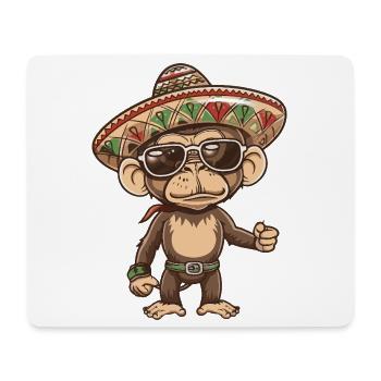 Sombrero drôle de la bande dessinée Monkey - Tapis de souris (format paysage) - blanc - Devant