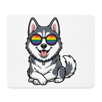 Mois de la Fierté LGBT - Mignon Husky - Tapis de souris (format paysage) - blanc - Devant