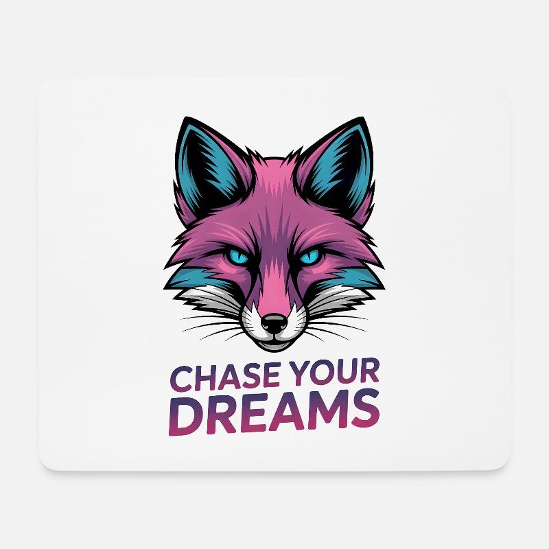 Pink Fox: Chase Your Dreams - Mouse Pad (horizontal) - white