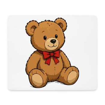 Teddy Bär mit roter Schleife - Mousepad (Querformat) - Weiß - Vorne