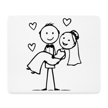 Wedding Couple Cartoon Heart - Mouse Pad (horizontal) - white - Front