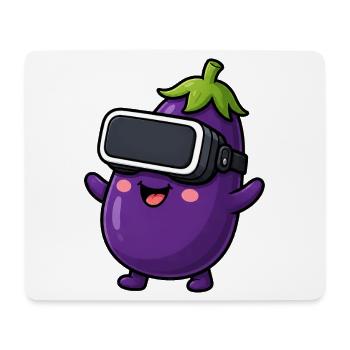 Joueur de dessins animés végan aux légumes d’aubergine - Tapis de souris (format paysage) - blanc - Devant