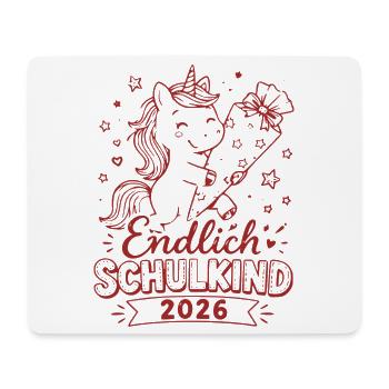 Endlich Schulkind 2026 Unicorn - Mousepad (Querformat) - Weiß - Vorne