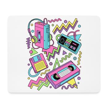 80er 90er Retro Technik Nostalgie Gamer - Mousepad (Querformat) - Weiß - Vorne