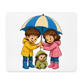 Kinder Regenschirm für Igel Süßes Regen Motiv - Mousepad (Querformat) - Weiß - Vorne