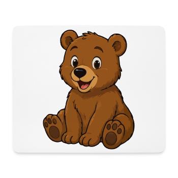Cuddly Bear Cartoon – Cute Bear - Mouse Pad (horizontal) - white - Front