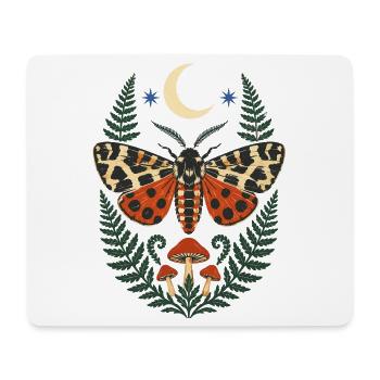 Motif de la forêt de papillons de nuit avec fougère et lune - Tapis de souris (format paysage) - blanc - Devant