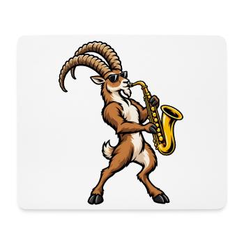 Steinbock mit Saxophon – Sternzeichen - Mousepad (Querformat) - Weiß - Vorne
