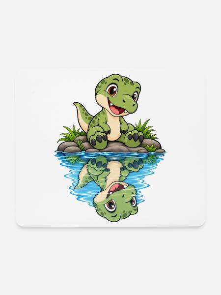 Kleiner Krokodil am Teich - Mousepad (Querformat) - Weiß