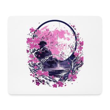 japanese cherry blossom Kirschblüten & Mond Japan - Mousepad (Querformat) - Weiß - Vorne