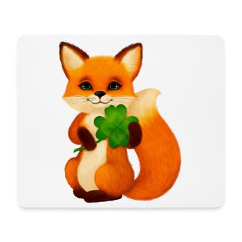 Niedlicher kleiner Fuchs mit vierblättrigem Klee - Mousepad (Querformat) - Weiß - Vorne