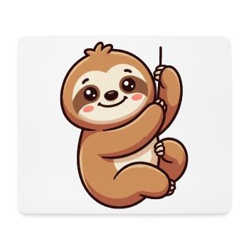 Lustiges Faultier am Seil - Mousepad (Querformat) - Weiß - Vorne