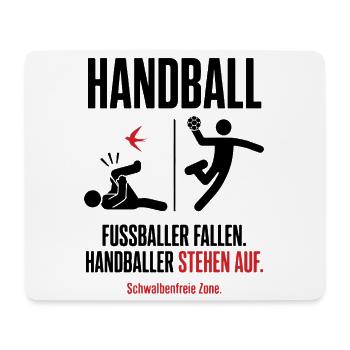 Fußballer fallen, Handballer stehen auf – Shirt - Mousepad (Querformat) - Weiß - Vorne