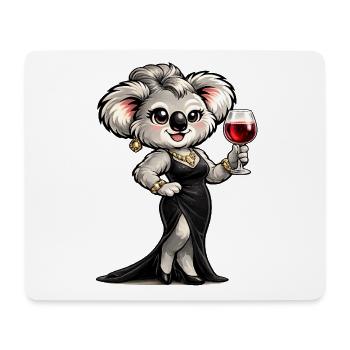 Koala-Dame im Abendkleid mit Rotwein - Mousepad (Querformat) - Weiß - Vorne