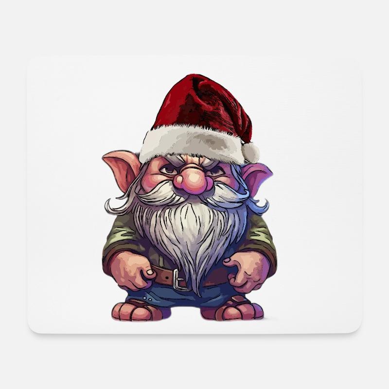 Weihnachtsgnom mit Wichtel beleidigt  - Mousepad (Querformat) - Weiß