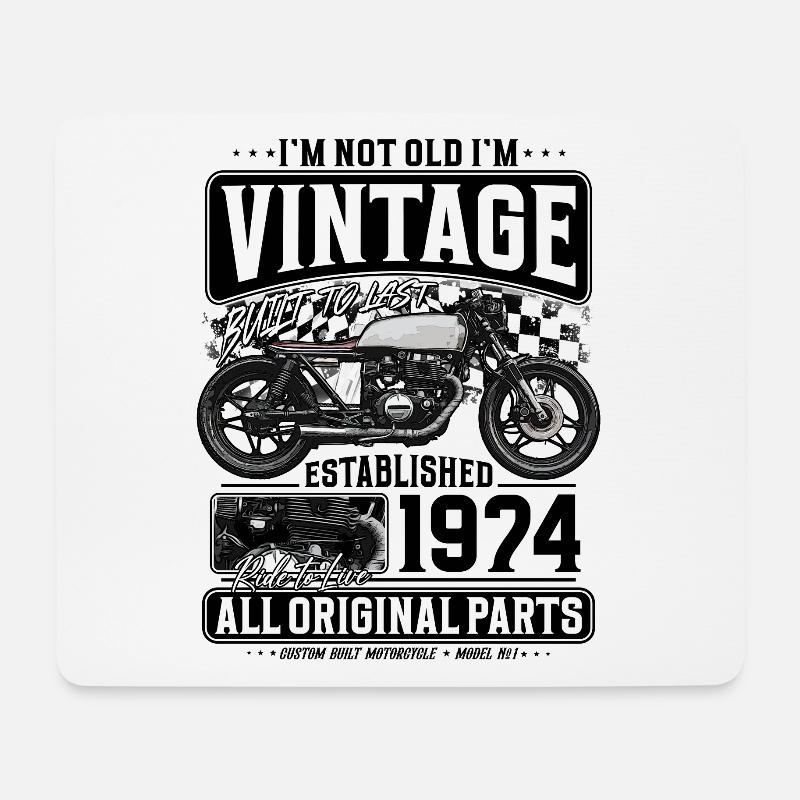 1974 Jahrgang Geburtstag Cafe Racer Motorrad - Mousepad (Querformat) - Weiß
